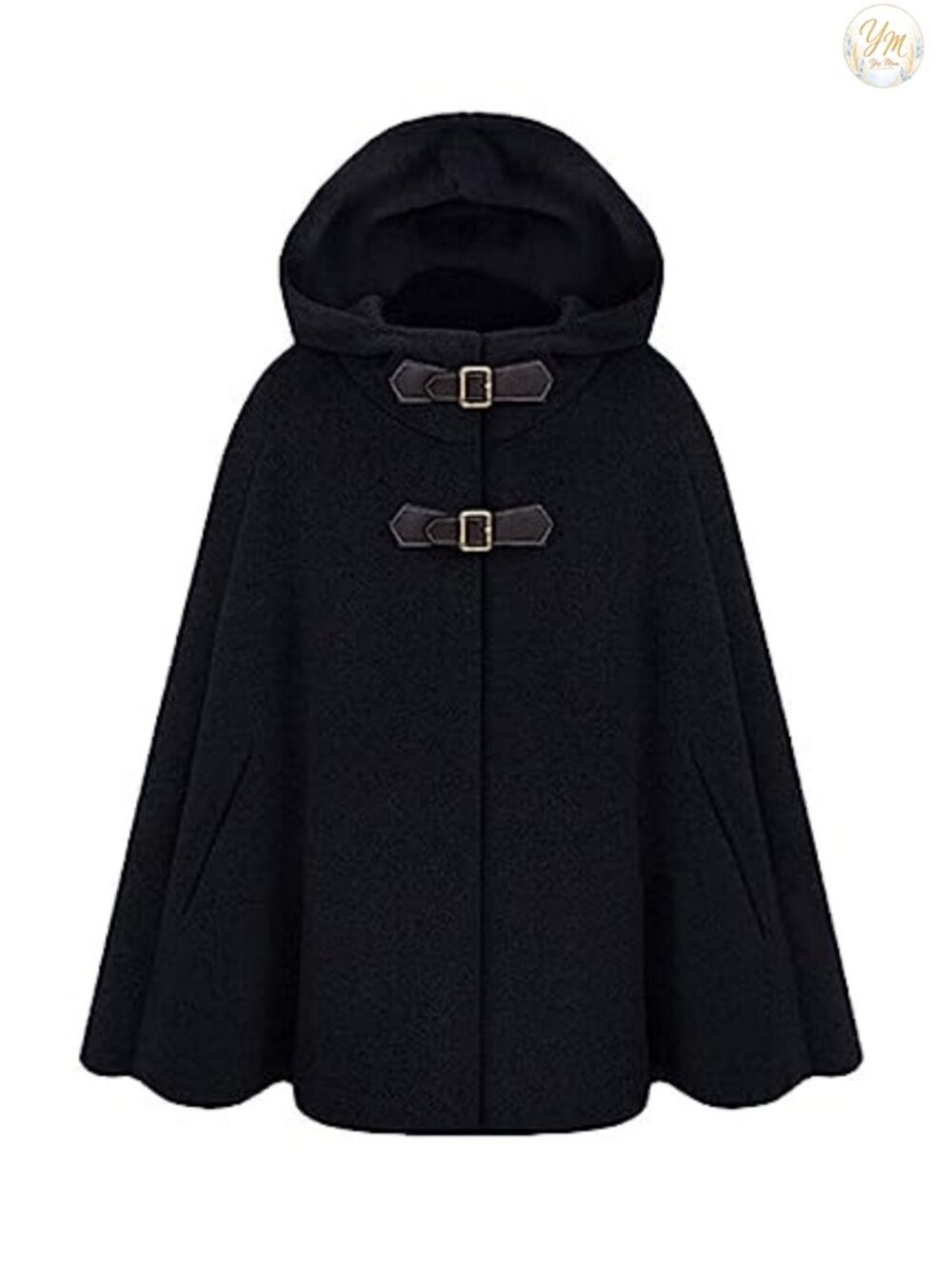 Wool Blend Hooded Batwing Poncho Cape Cardigan with Pockets